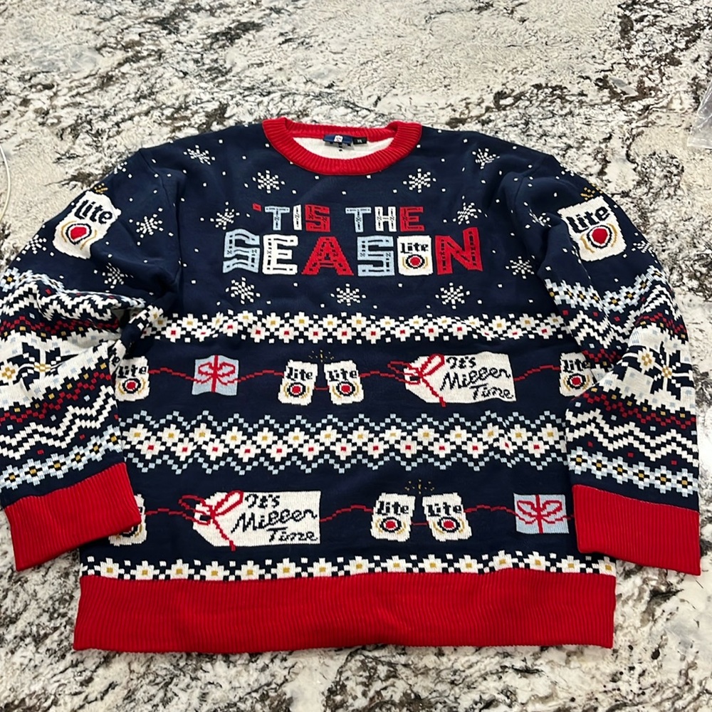 NWOT XXL Miller Lite Christmas Sweater